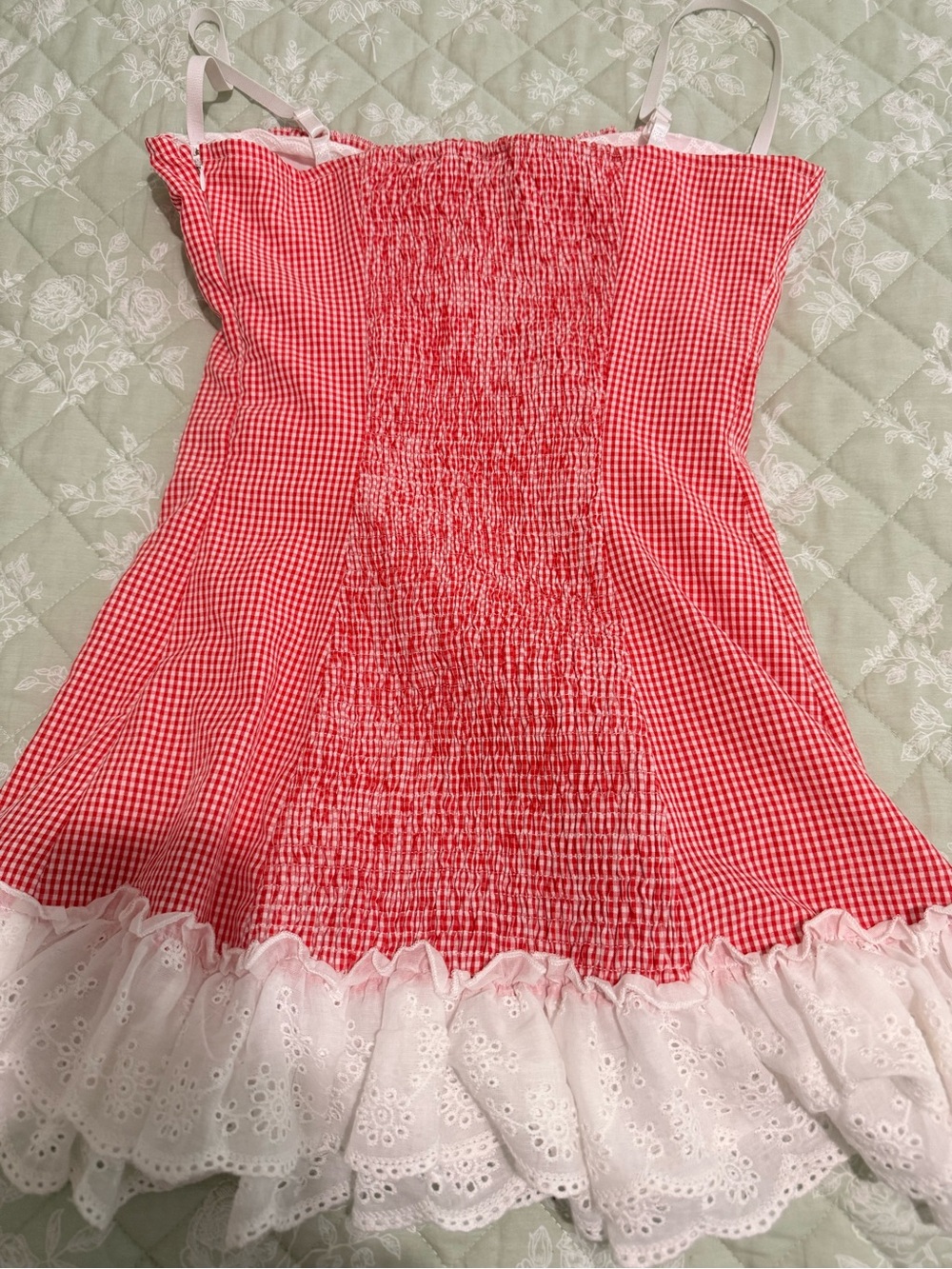 Windsor Cutest Picnic Gingham A-Line Eyelet Mini Dress in small - Picture 11 of 11